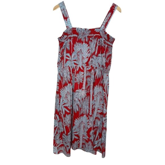 Talbots Oasis Palm Voile Fit & Flare Midi Dress Size 14P Beach Resort Cruise - Picture 4 of 7